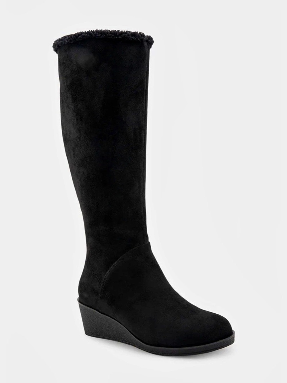 Aerosoles Binocular Shearling Black Wedge Boots, like new in box